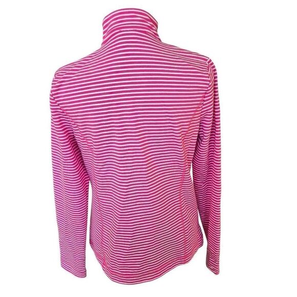 Jones NY Sport Womens Striped Long Sleeve Full Zip Sweatshirt Pink White Small - Picture 4 of 12